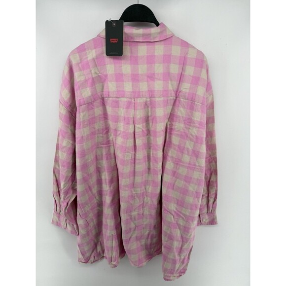 Levi's Women's Size 4X Pink Multicolor 100% Cotton Check Davy Flannel Shirt NWT - Picture 3 of 3